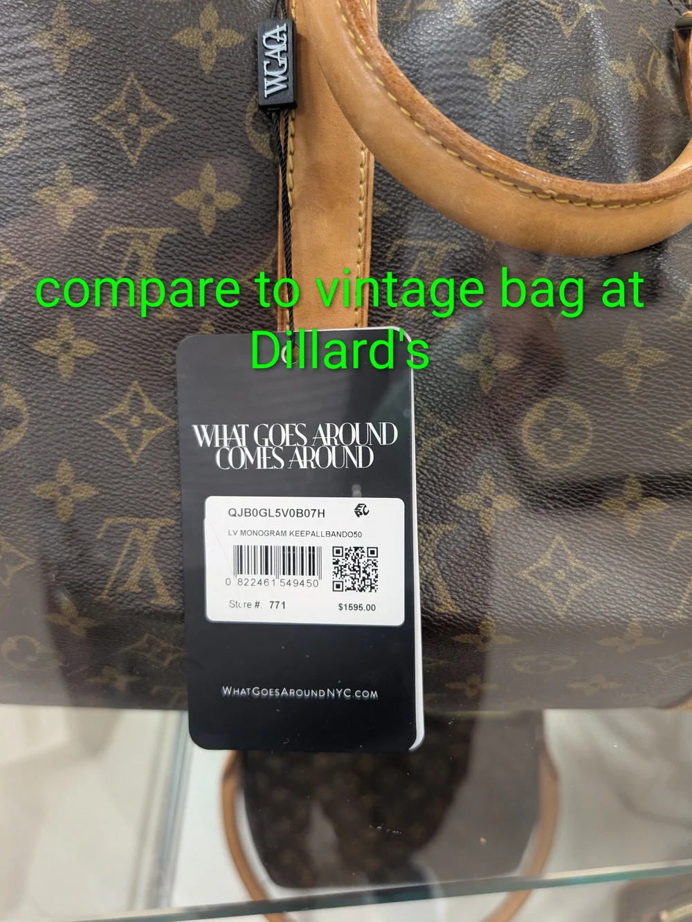 The Louis Vuitton Keepall Bandoulière 50 features iconic Monogram Canvas and Vac
